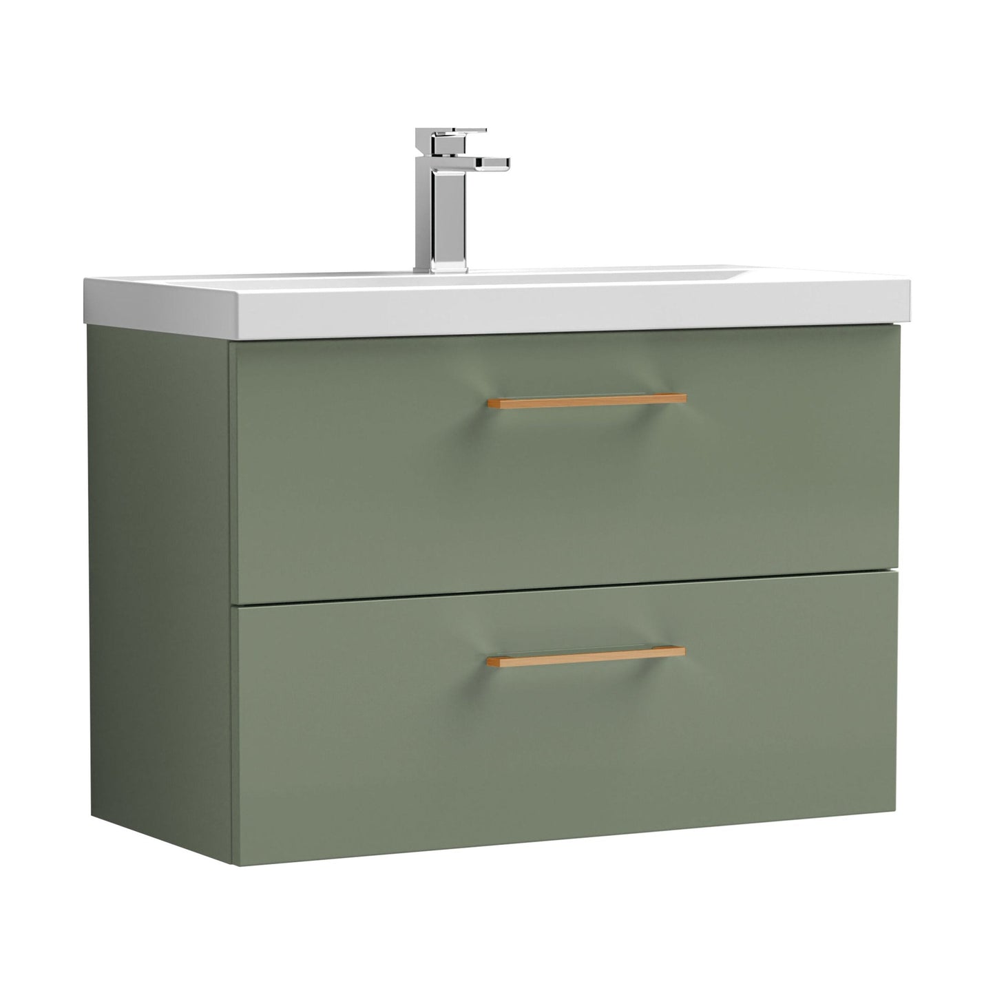 [BFLE826AH019] Bramshall Wall Hung 2 Drawer Vanity Unit with Mid-Edge Ceramic Basin - Choice of Colour, Handle Finish and Size - Cutout