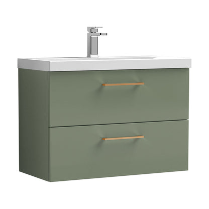 [BFLE826AH019] Bramshall Wall Hung 2 Drawer Vanity Unit with Mid-Edge Ceramic Basin - Choice of Colour, Handle Finish and Size - Cutout