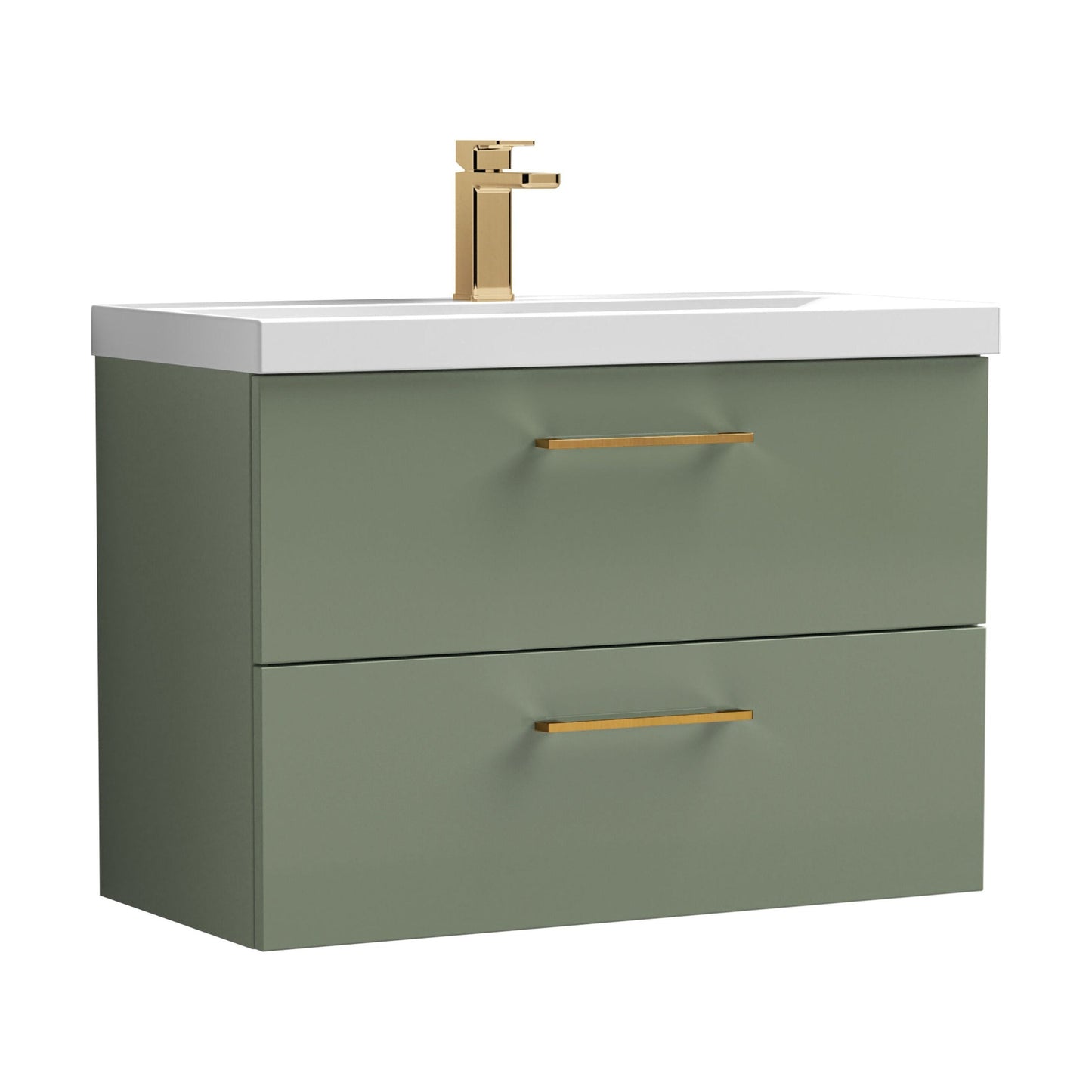 [BFLE826AH1516] Bramshall Wall Hung 2 Drawer Vanity Unit with Mid-Edge Ceramic Basin - Choice of Colour, Handle Finish and Size - Cutout