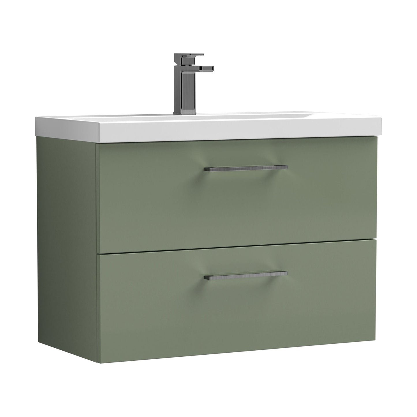 [BFLE826AH716] Bramshall Wall Hung 2 Drawer Vanity Unit with Mid-Edge Ceramic Basin - Choice of Colour, Handle Finish and Size - Cutout