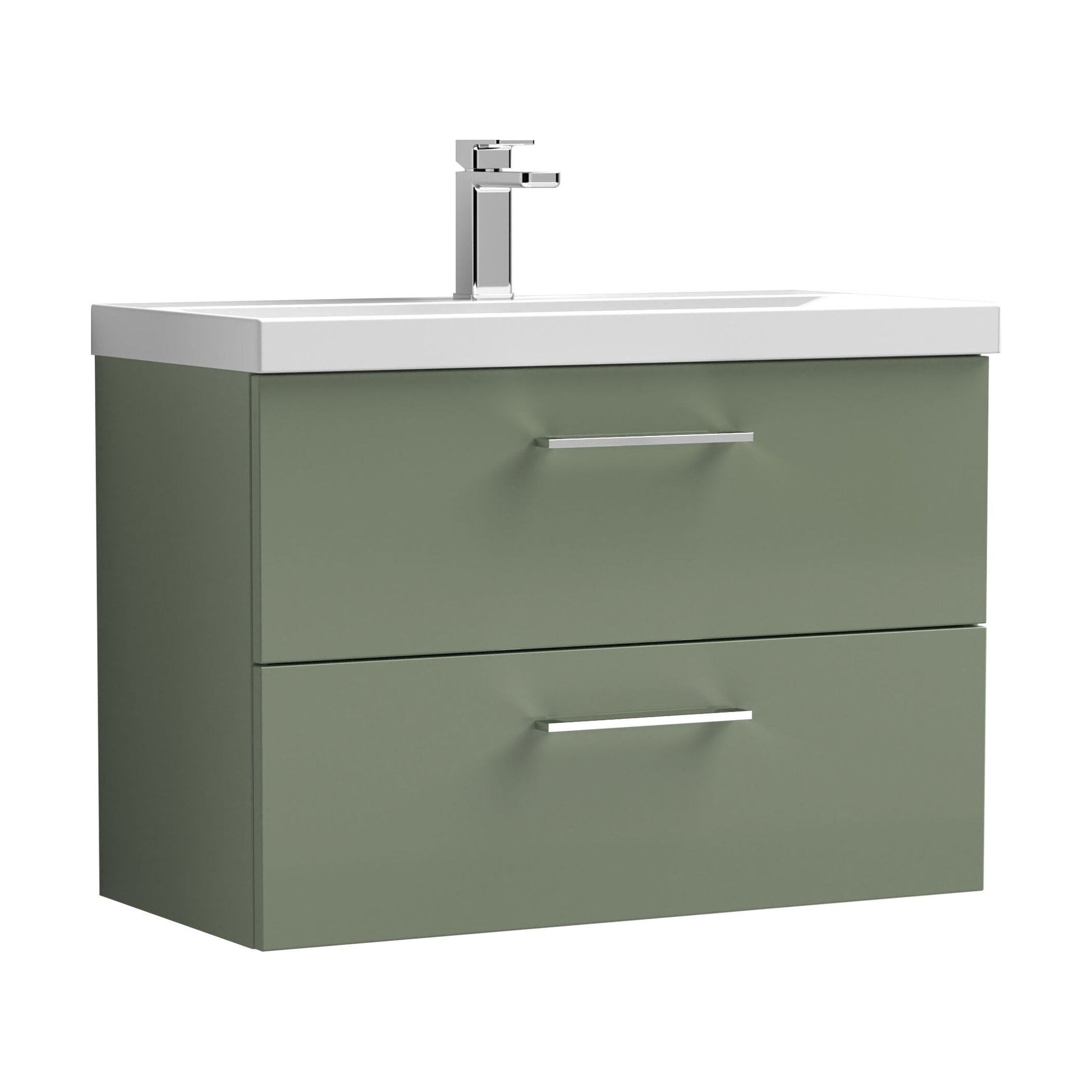 [BFLE826A] Bramshall Wall Hung 2 Drawer Vanity Unit with Mid-Edge Ceramic Basin - Choice of Colour, Handle Finish and Size - Cutout