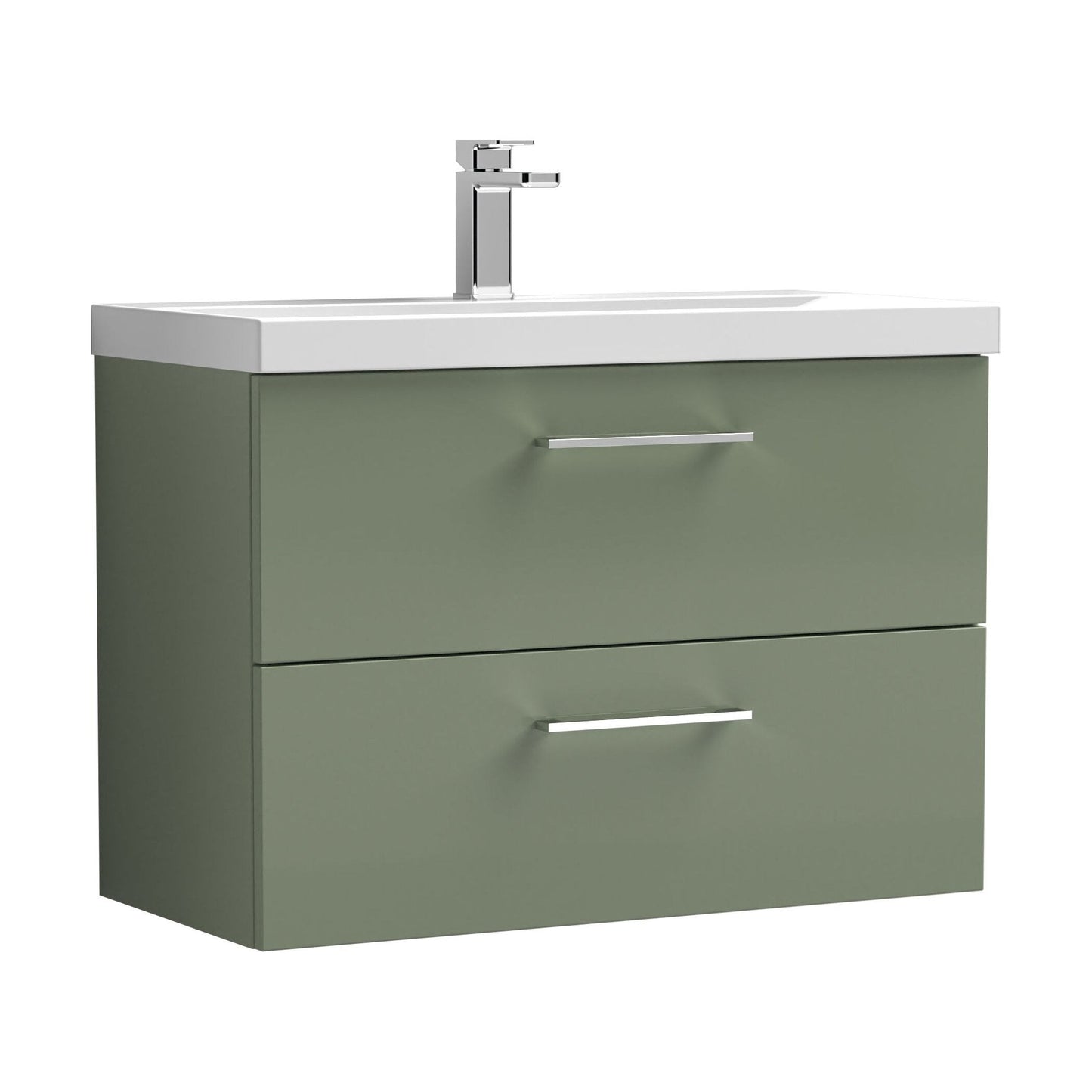 [BFLE826A] Bramshall Wall Hung 2 Drawer Vanity Unit with Mid-Edge Ceramic Basin - Choice of Colour, Handle Finish and Size - Cutout