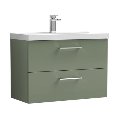 [BFLE826A] Bramshall Wall Hung 2 Drawer Vanity Unit with Mid-Edge Ceramic Basin - Choice of Colour, Handle Finish and Size - Cutout