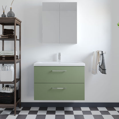 [BFLE826A] Bramshall Wall Hung 2 Drawer Vanity Unit with Mid-Edge Ceramic Basin - Choice of Colour, Handle Finish and Size - Lifestyle 1