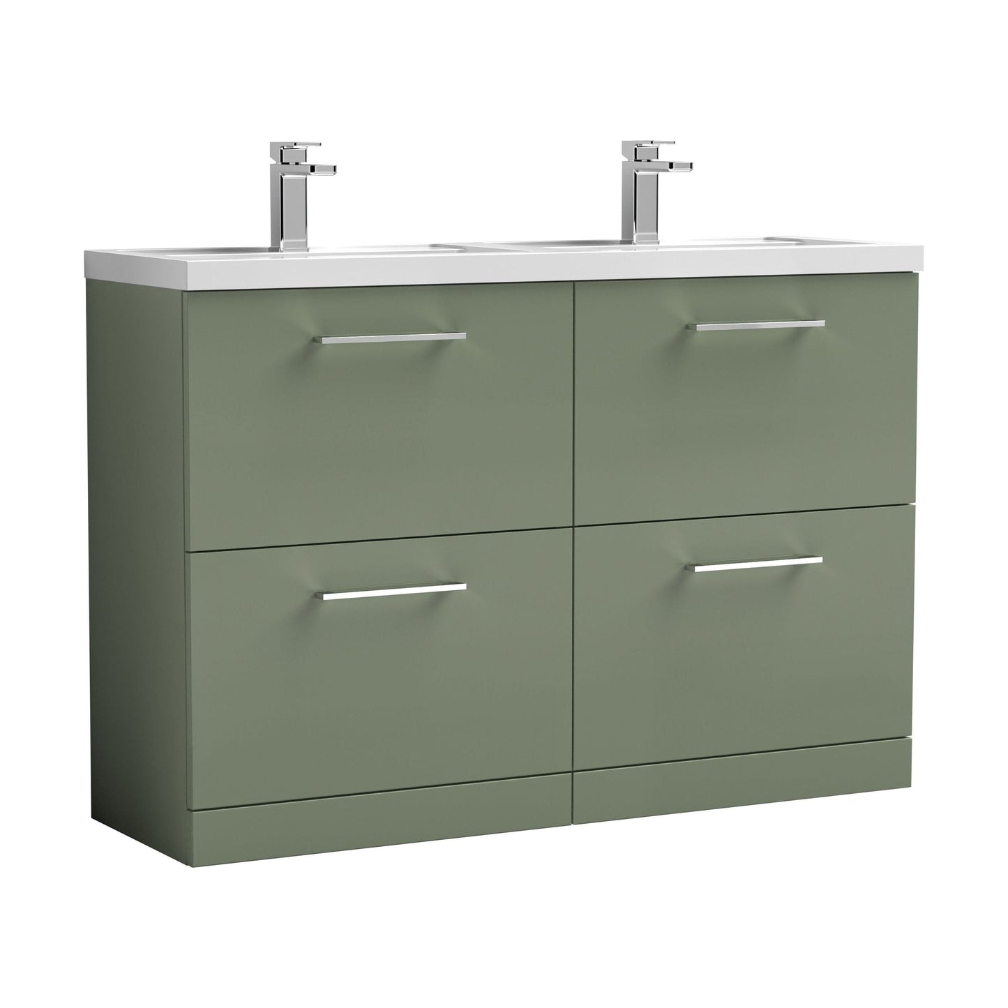[BFLE833C2] Balterley Level 1200mm Floor Standing 4 Drawer Vanity Unit with Double Basin, Handles & Overflow for Bathroom Storage Gloss White - Cutout