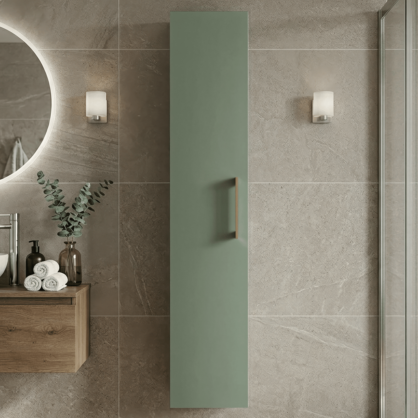 [BFLE861H017] Bramshall 300mm Wall Hung 1 Door Tall Unit - Choice of Colour and Handle Finish - Silo