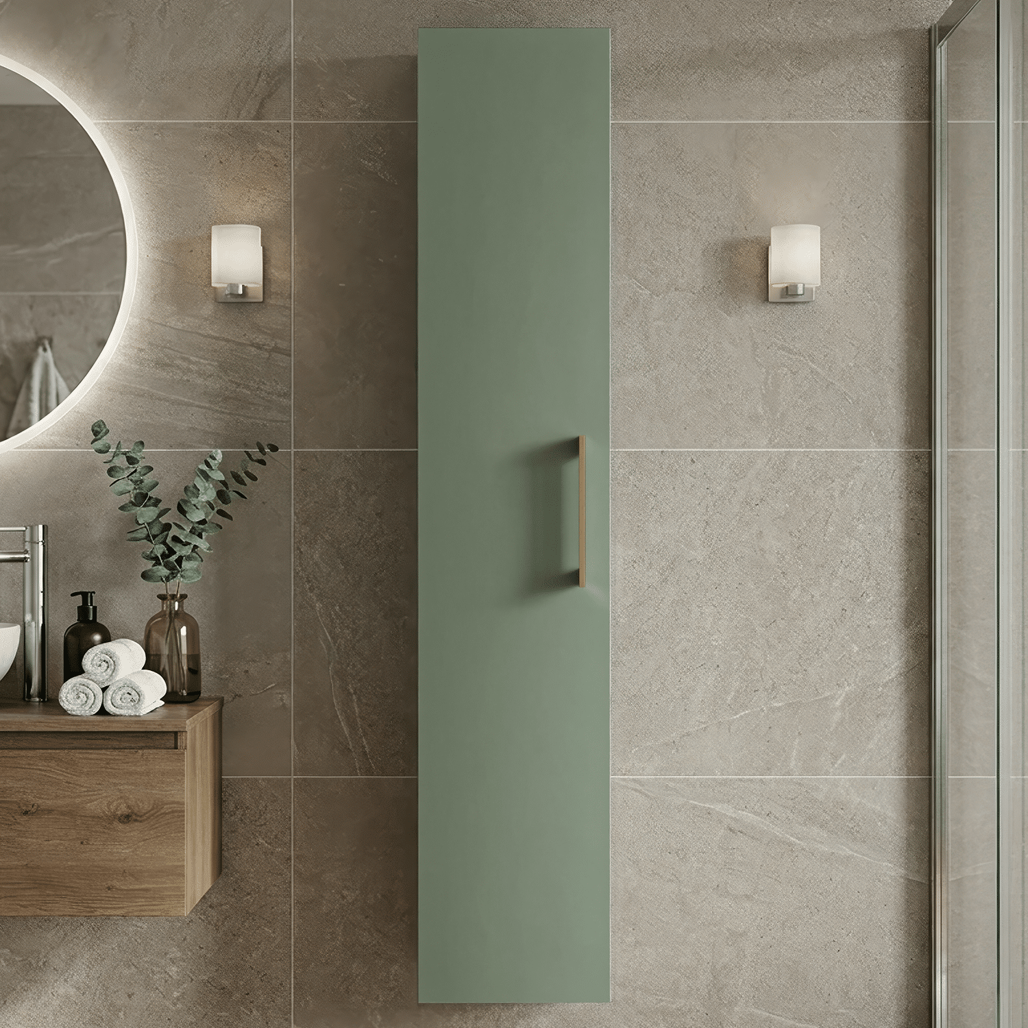 [BFLE861H017] Bramshall 300mm Wall Hung 1 Door Tall Unit - Choice of Colour and Handle Finish - Silo