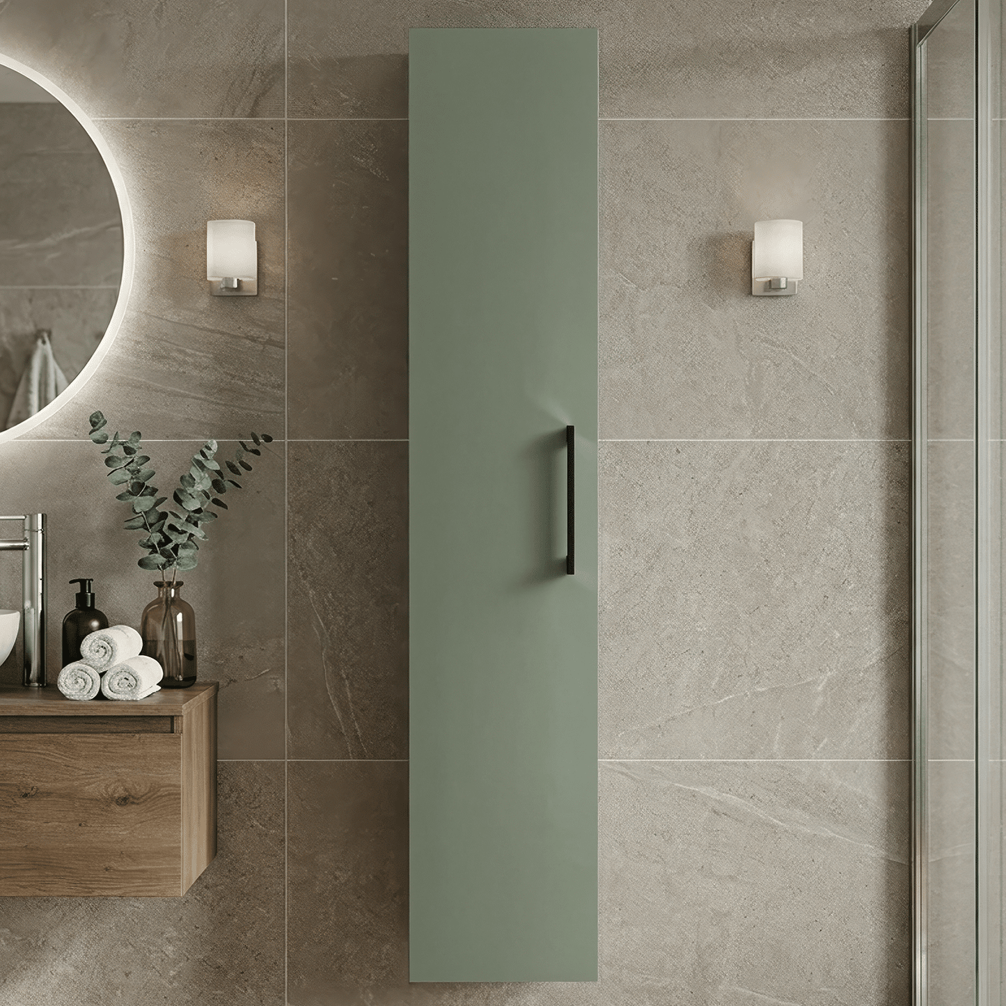 [BFLE861H018] Bramshall 300mm Wall Hung 1 Door Tall Unit - Choice of Colour and Handle Finish - Silo