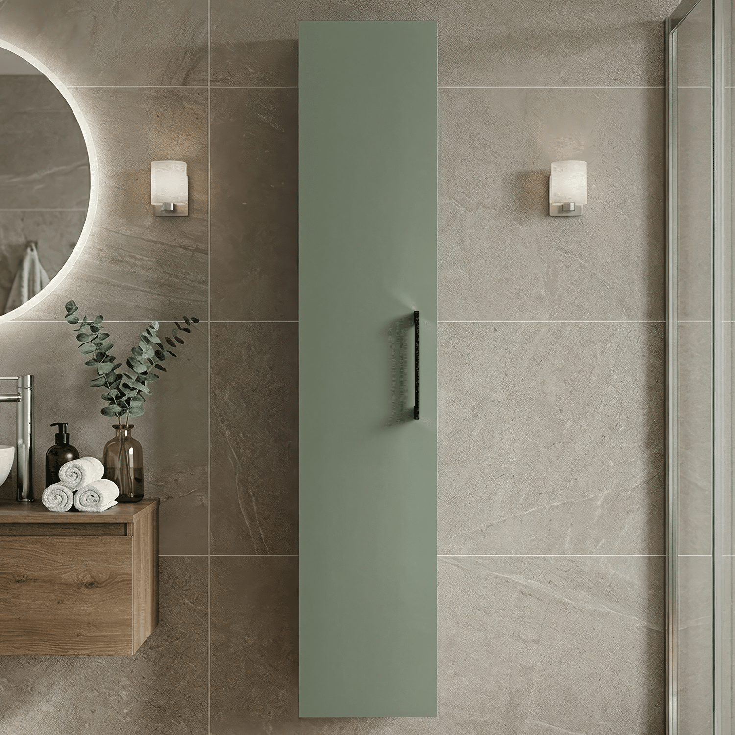 [BFLE861H018] Bramshall 300mm Wall Hung 1 Door Tall Unit - Choice of Colour and Handle Finish - Silo