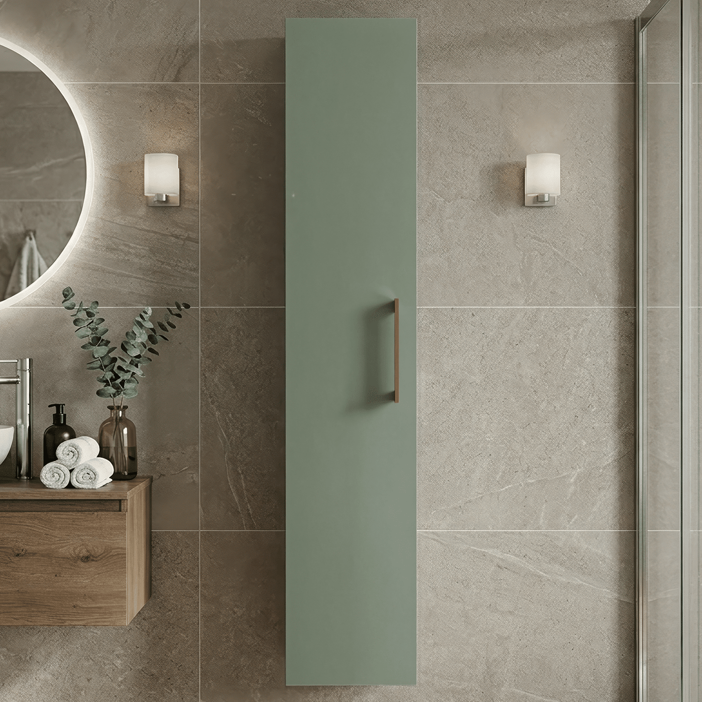 [BFLE861H019] Bramshall 300mm Wall Hung 1 Door Tall Unit - Choice of Colour and Handle Finish - Silo