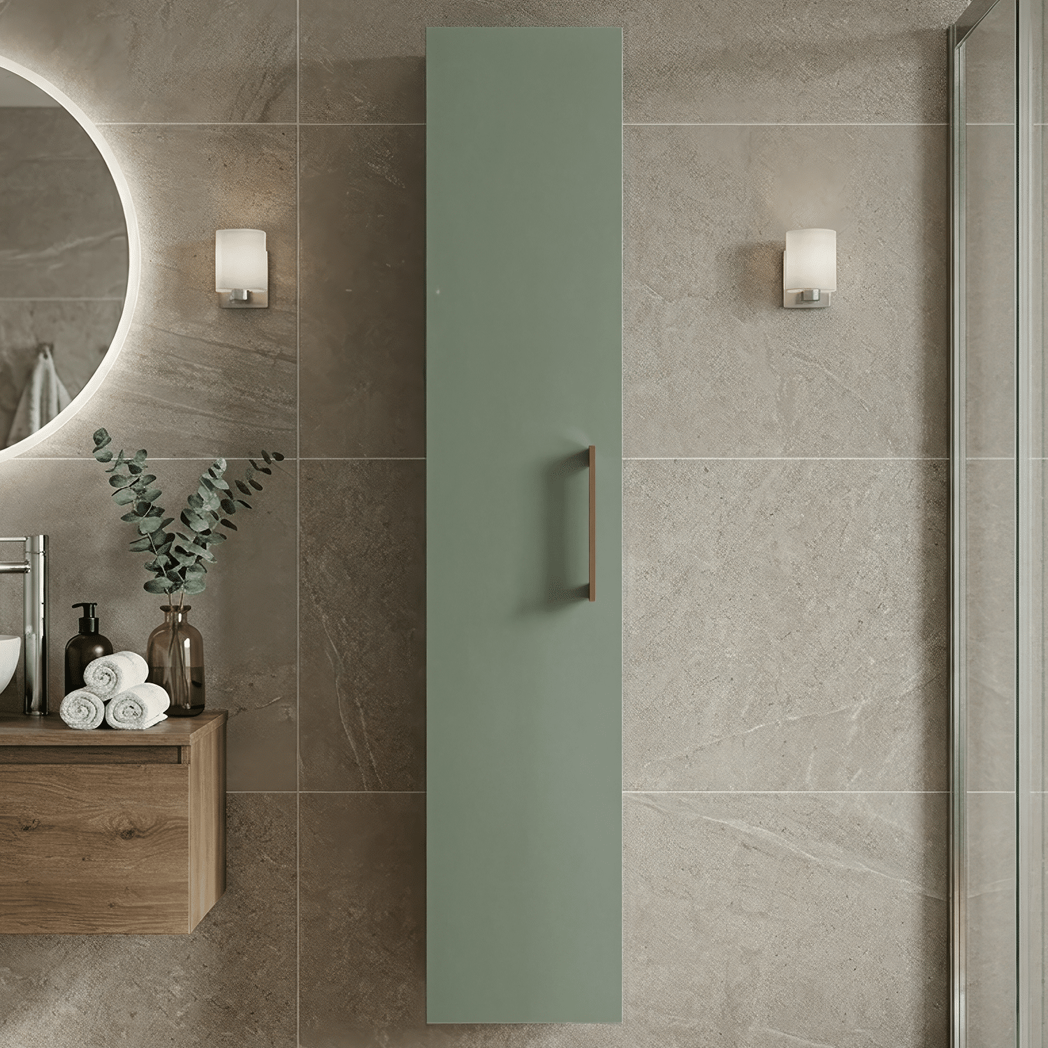 [BFLE861H019] Bramshall 300mm Wall Hung 1 Door Tall Unit - Choice of Colour and Handle Finish - Silo