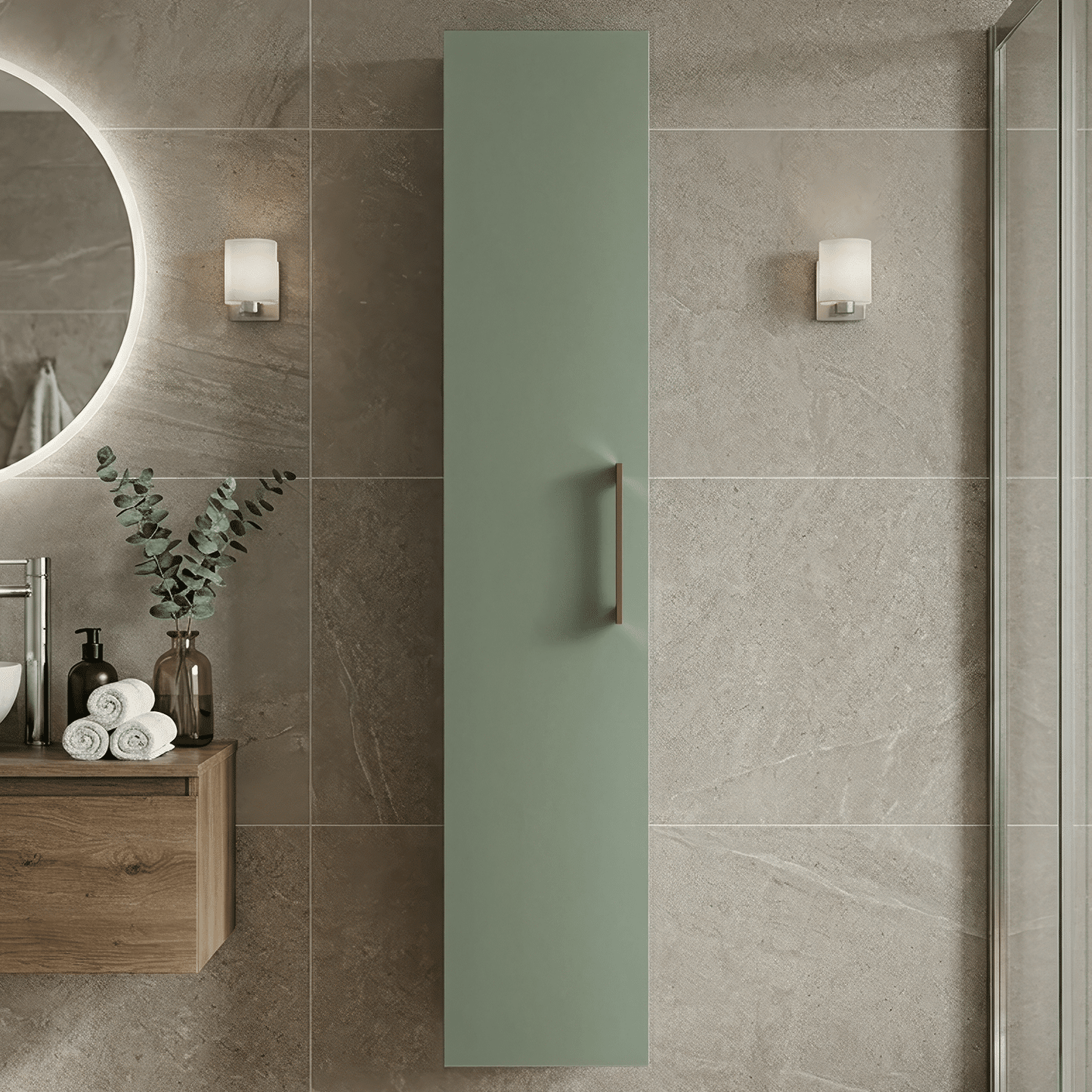[BFLE861H1516] Bramshall 300mm Wall Hung 1 Door Tall Unit - Choice of Colour and Handle Finish - Silo