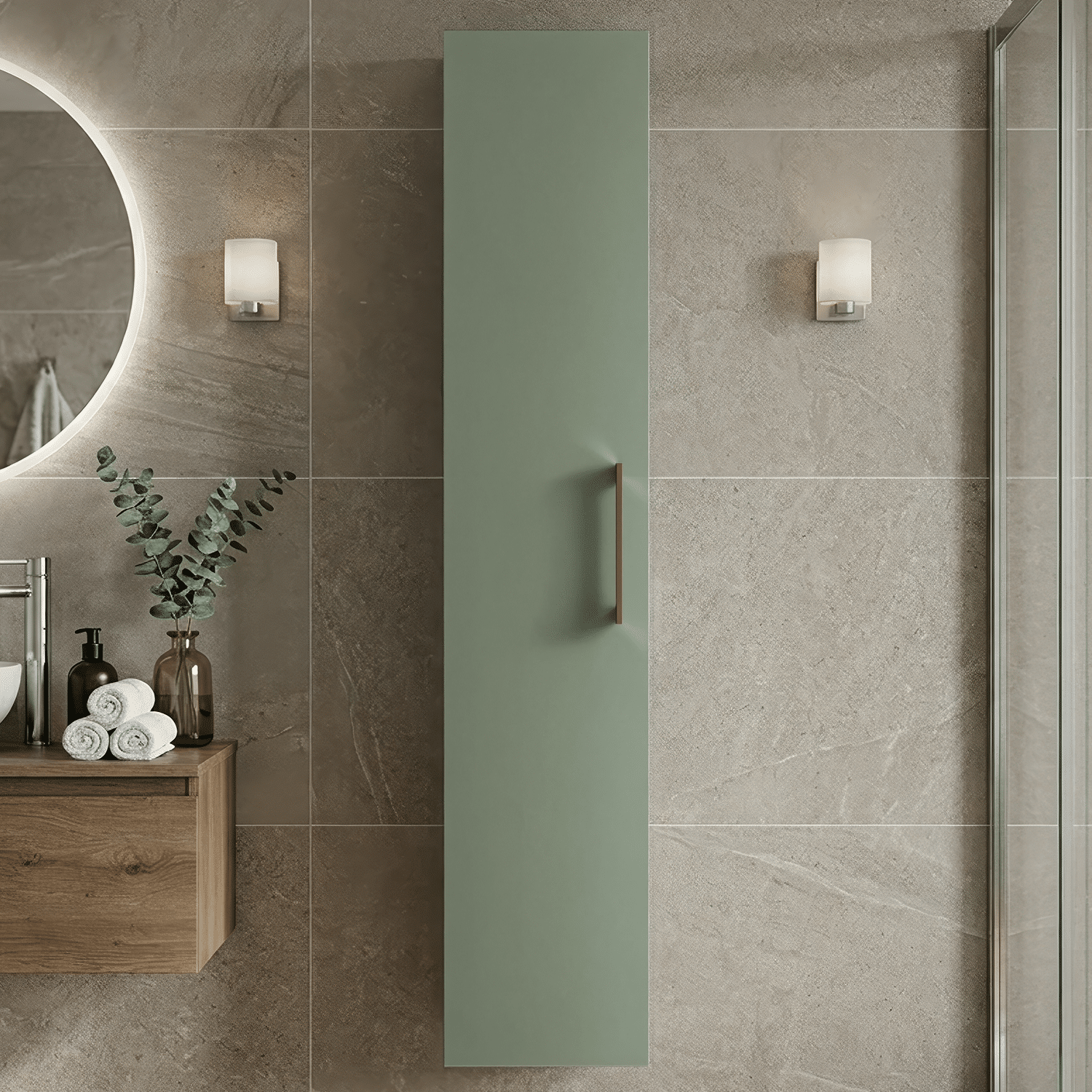 [BFLE861H1516] Bramshall 300mm Wall Hung 1 Door Tall Unit - Choice of Colour and Handle Finish - Silo