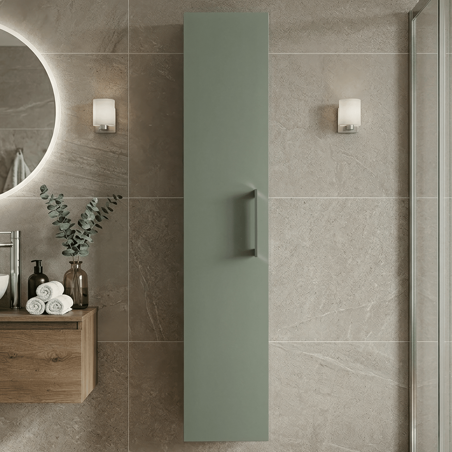 [BFLE861H716] Bramshall 300mm Wall Hung 1 Door Tall Unit - Choice of Colour and Handle Finish - Silo