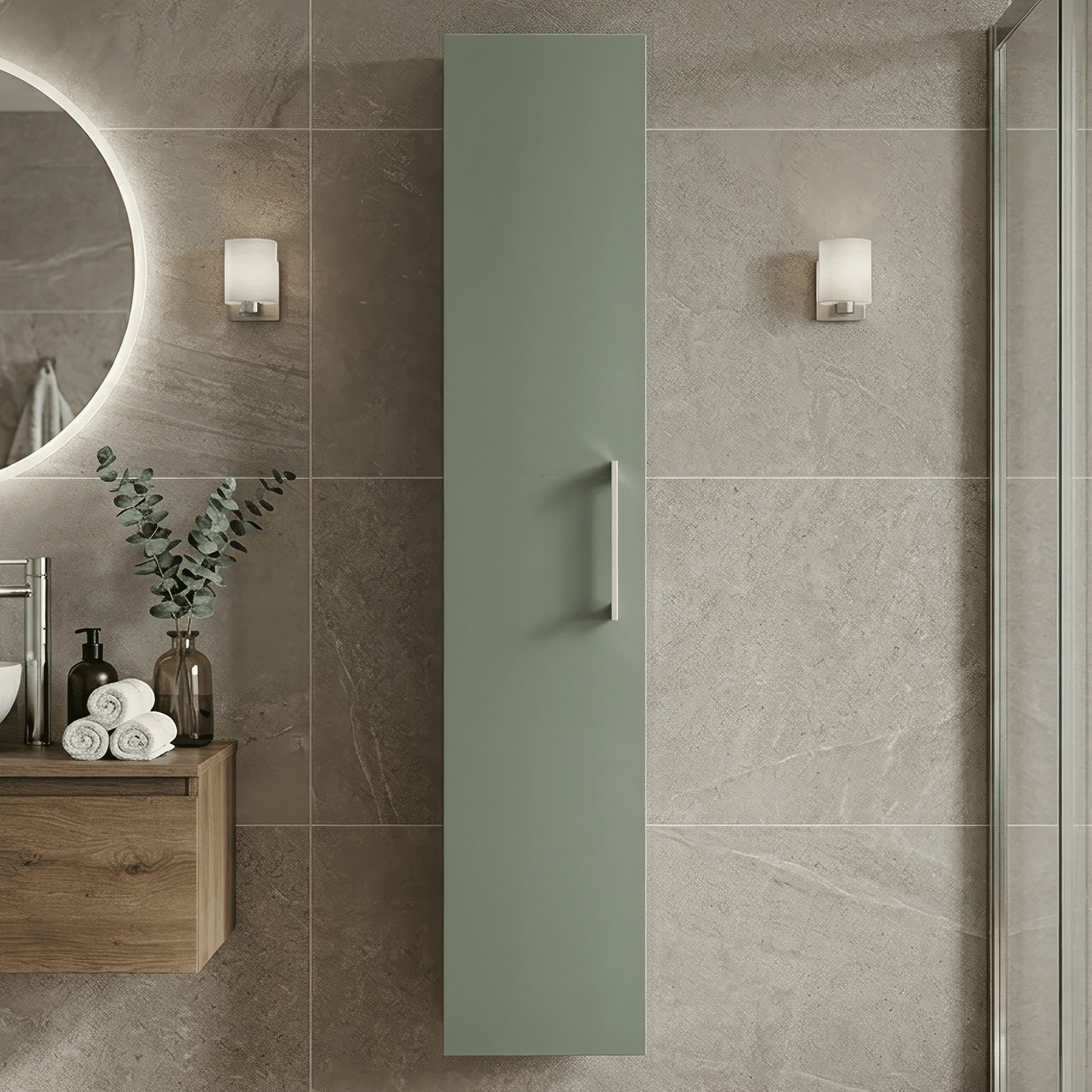 [BFLE861] Bramshall 300mm Wall Hung 1 Door Tall Unit - Choice of Colour and Handle Finish - Silo