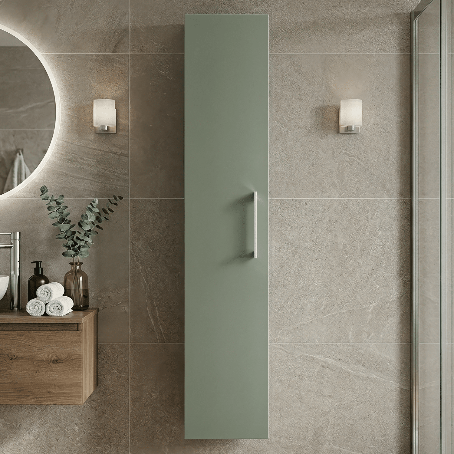 [BFLE861] Bramshall 300mm Wall Hung 1 Door Tall Unit - Choice of Colour and Handle Finish - Silo