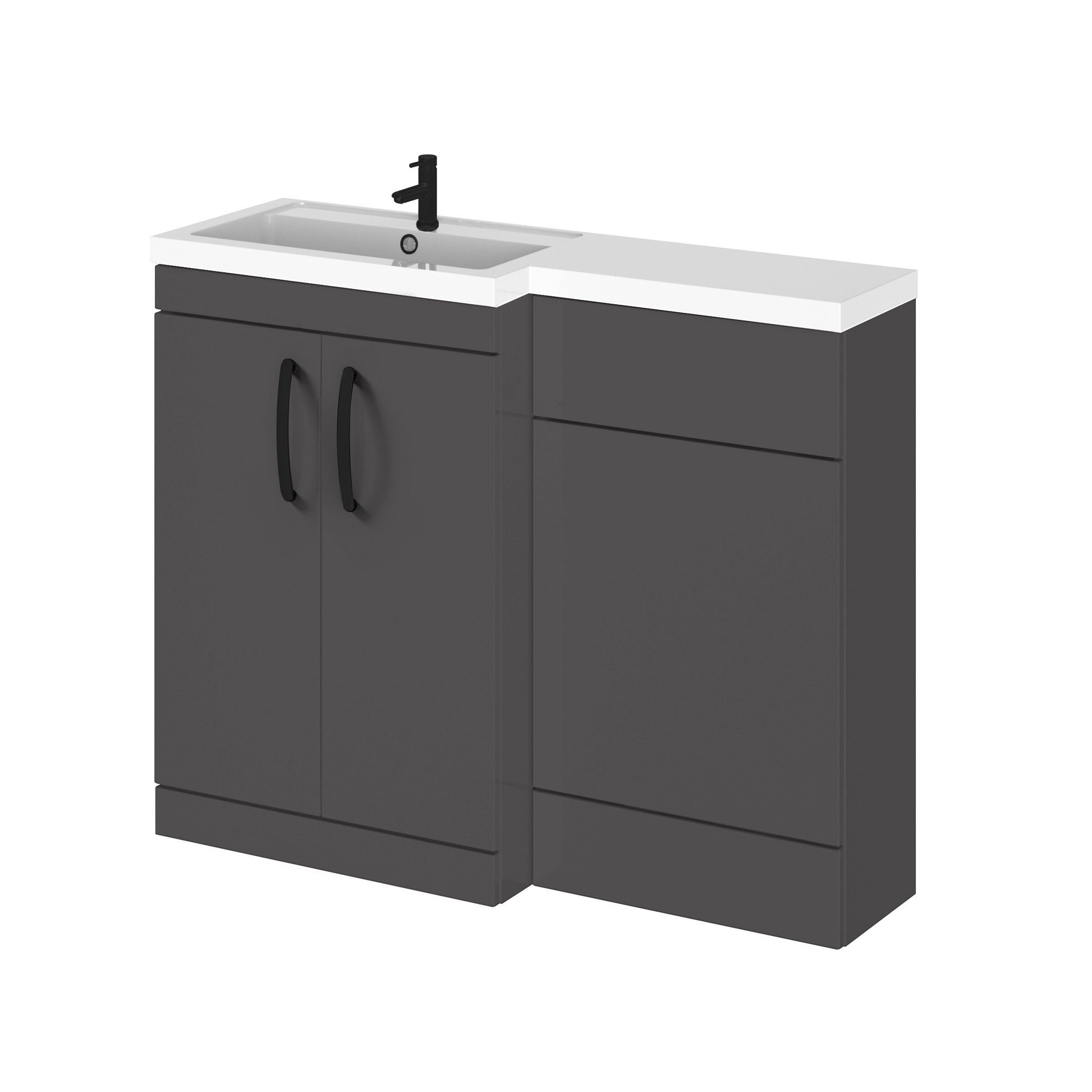 [BFLE911LH018] Bramshall Combination Vanity Unit with Basin & WC, Left Hand, 1100mm x 390mm - Choice of Colour and Handle Finish - Cutout