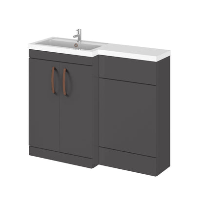 [BFLE911LH019] Bramshall Combination Vanity Unit with Basin & WC, Left Hand, 1100mm x 390mm - Choice of Colour and Handle Finish - Cutout