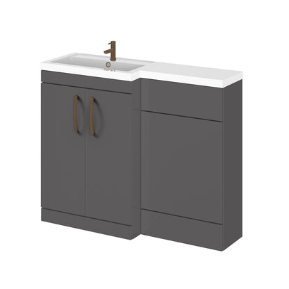 [BFLE911LH1516] Bramshall Combination Vanity Unit with Basin & WC, Left Hand, 1100mm x 390mm - Choice of Colour and Handle Finish - Cutout