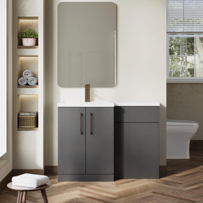 [BFLE911LH1516] Bramshall Combination Vanity Unit with Basin & WC, Left Hand, 1100mm x 390mm - Choice of Colour and Handle Finish - Lifestyle 1
