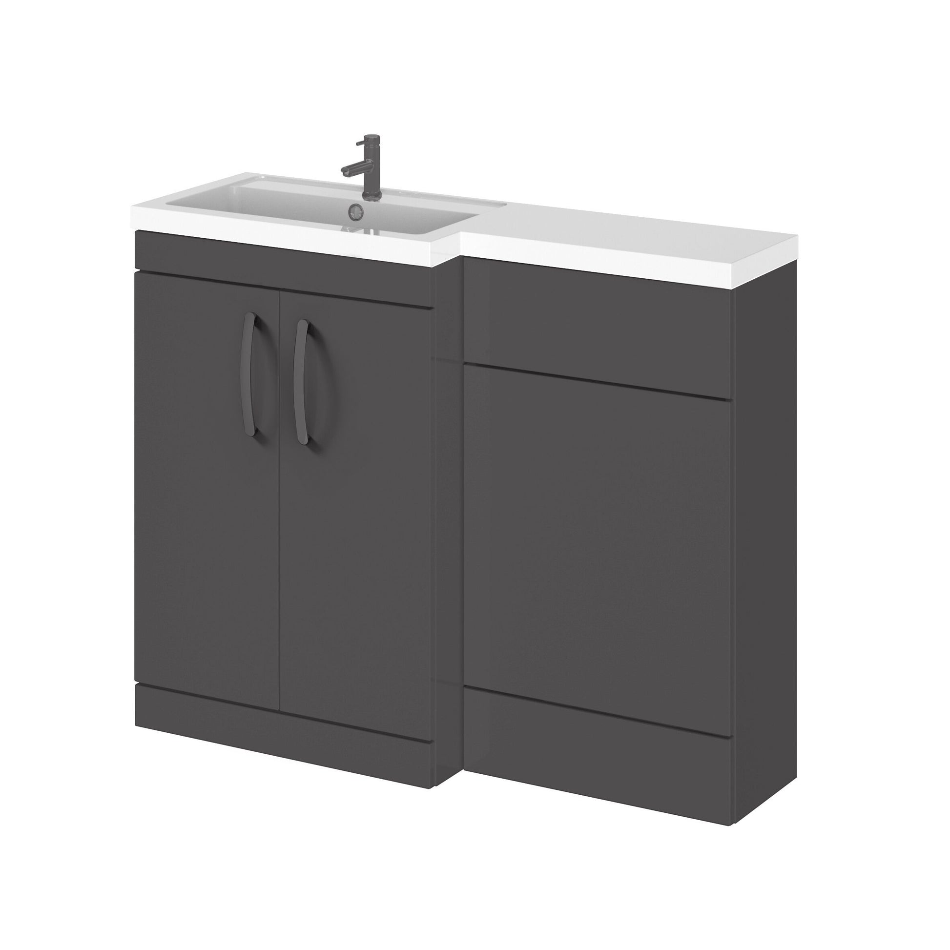 [BFLE911LH716] Bramshall Combination Vanity Unit with Basin & WC, Left Hand, 1100mm x 390mm - Choice of Colour and Handle Finish - Cutout