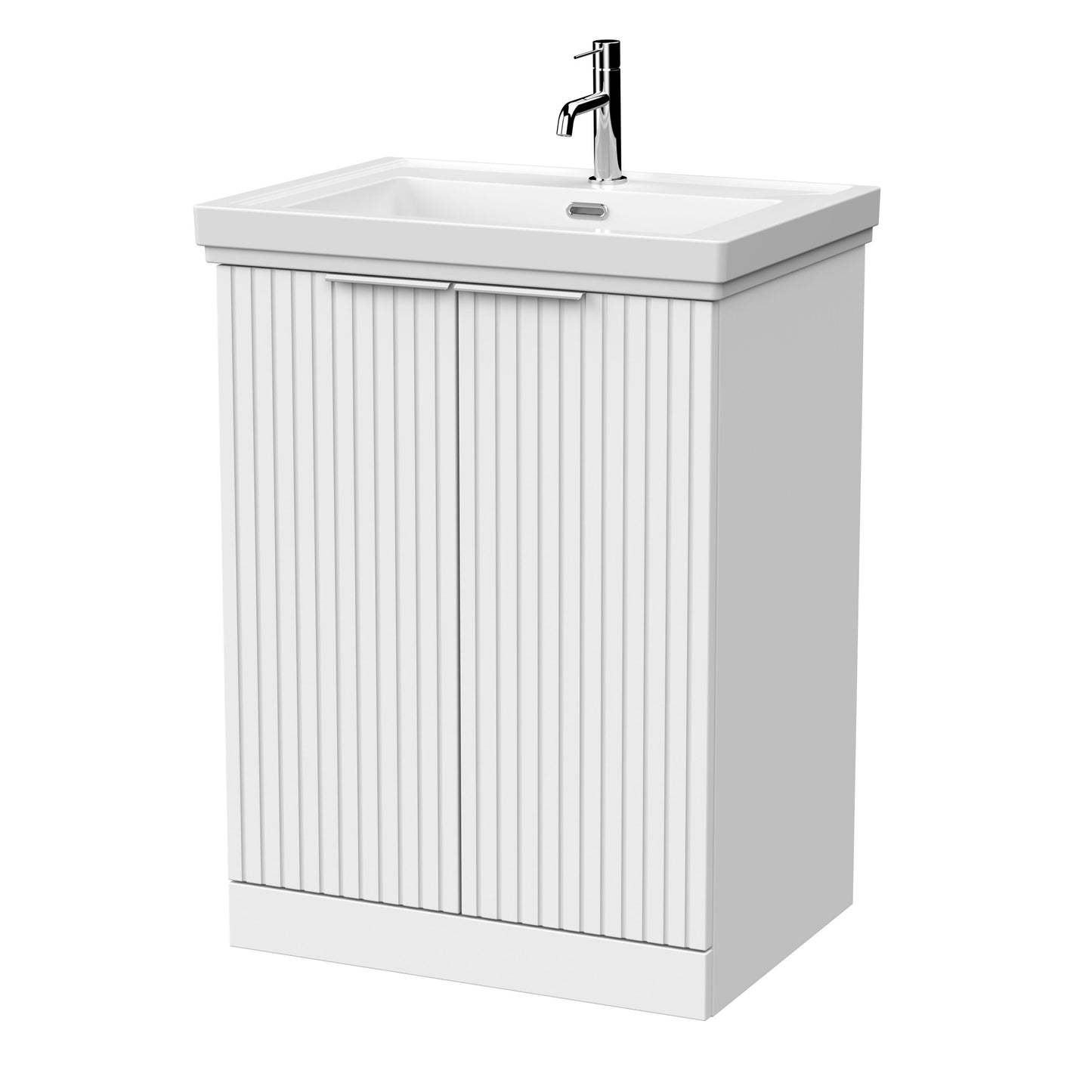 [BFLF103A] Callingwood Contemporary Floor Standing 2 Door Vanity Unit with Traditional 1 Tap Hole Fireclay Basin, Choice of Size and Colour - Cutout