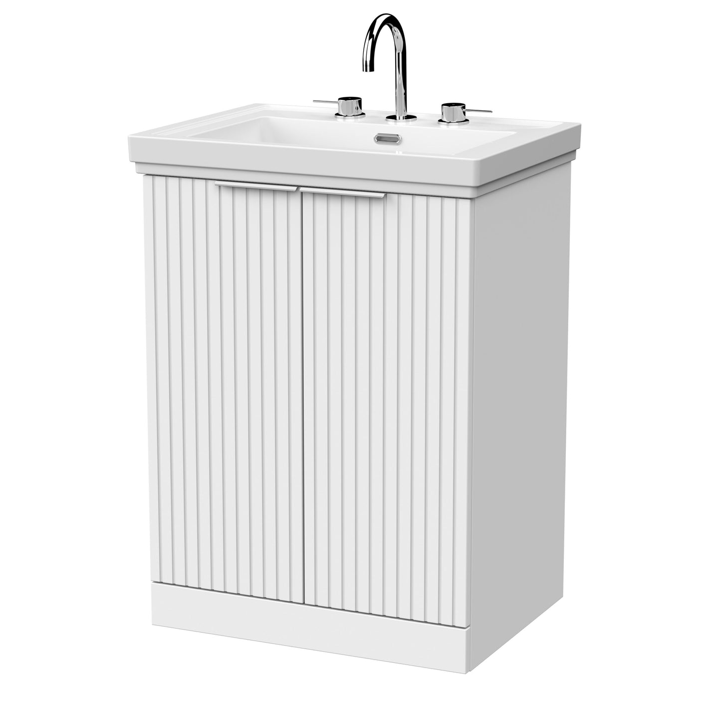 [BFLF103B] Callingwood Contemporary Floor Standing 2 Door Vanity Unit with Traditional 3 Tap Hole Fireclay Basin, Choice of Size and Colour - Cutout
