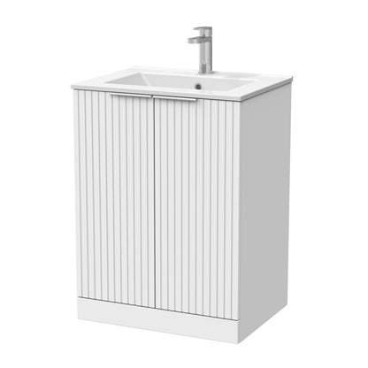 [BFLF103C] Callingwood Contemporary Floor Standing 2 Door Vanity Unit with Minimalist Ceramic Basin, Choice of Size and Colour - Cutout