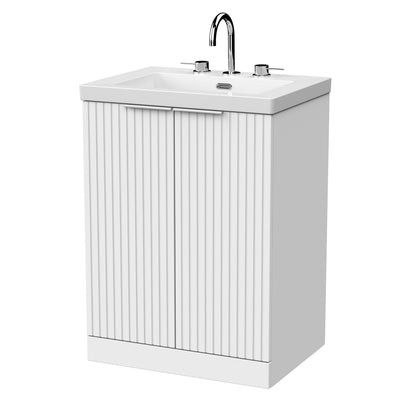 [BFLF103M] Callingwood Contemporary Floor Standing 2 Door Vanity Unit with 3 Tap Hole Fireclay Basin, Choice of Size and Colour - Cutout