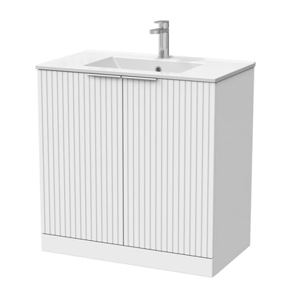 [BFLF105C] Callingwood Contemporary Floor Standing 2 Door Vanity Unit with Minimalist Ceramic Basin, Choice of Size and Colour - Cutout