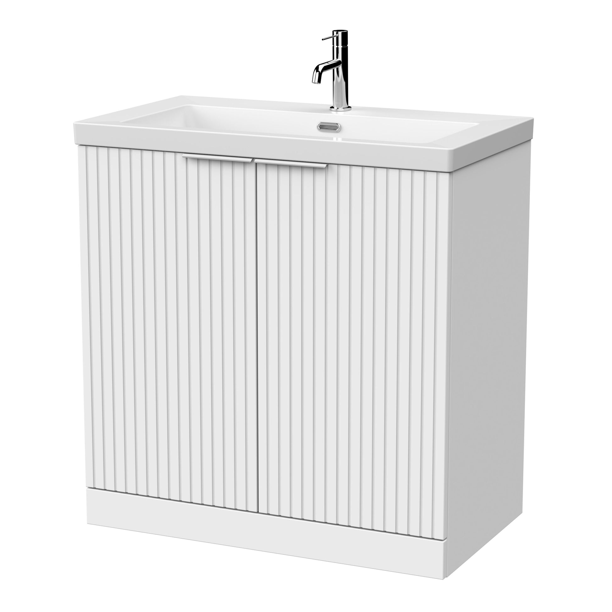 [BFLF105L] Callingwood Contemporary Floor Standing 2 Door Vanity Unit with 1 Tap Hole Fireclay Basin, Choice of Size and Colour - Cutout