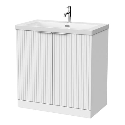 [BFLF105L] Callingwood Contemporary Floor Standing 2 Door Vanity Unit with 1 Tap Hole Fireclay Basin, Choice of Size and Colour - Cutout