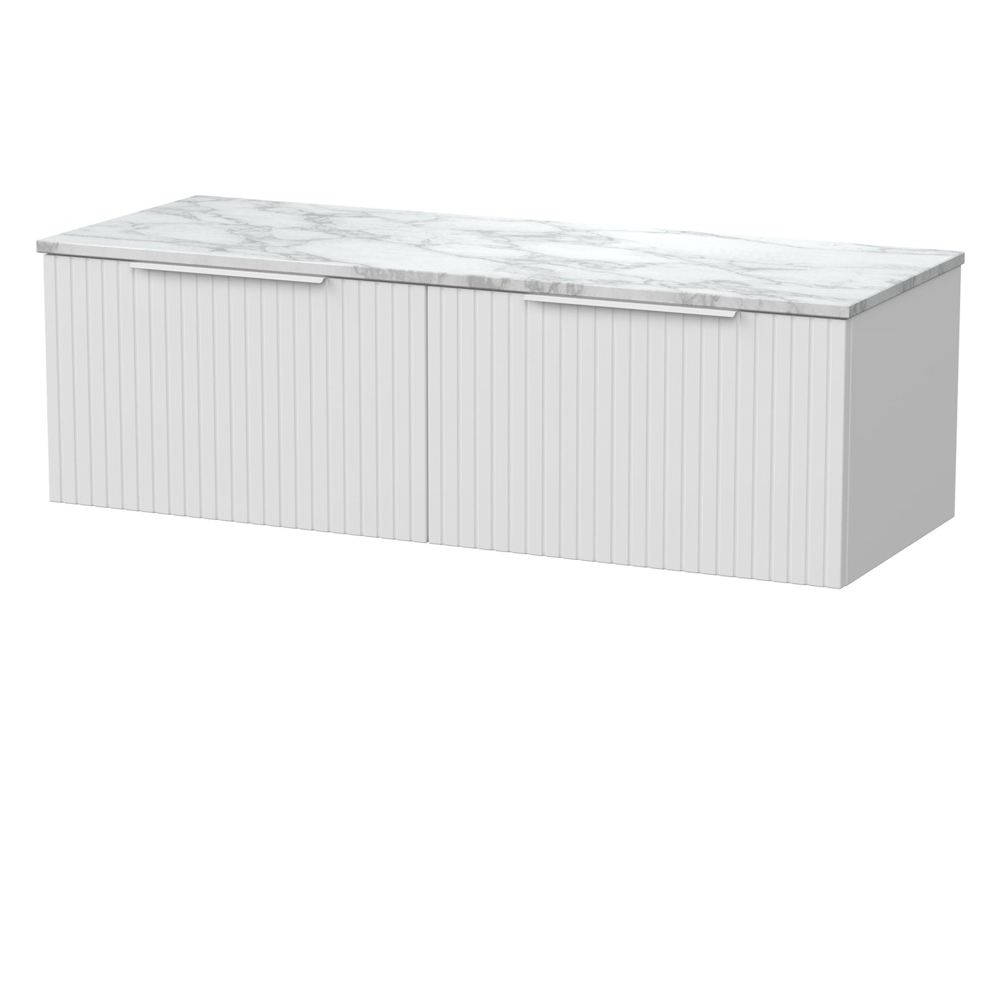 [BFLF122CMT2] Callingwood Contemporary Wall Hung 2 Drawer 1200mm Vanity Unit with Carrera Marble Worktop, Choice of Colour - Cutout