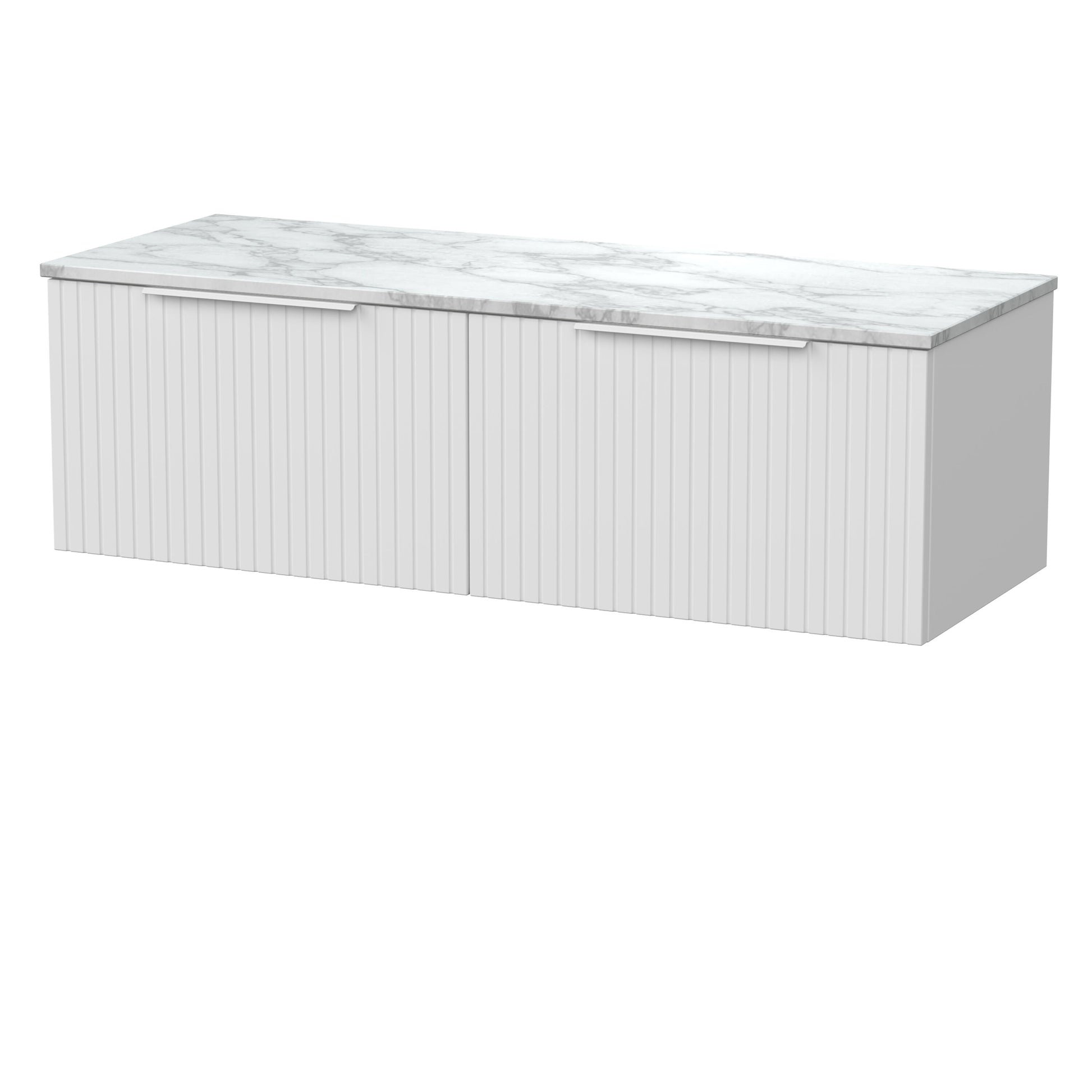 [BFLF122CMT2] Callingwood Contemporary Wall Hung 2 Drawer 1200mm Vanity Unit with Carrera Marble Worktop, Choice of Colour - Cutout