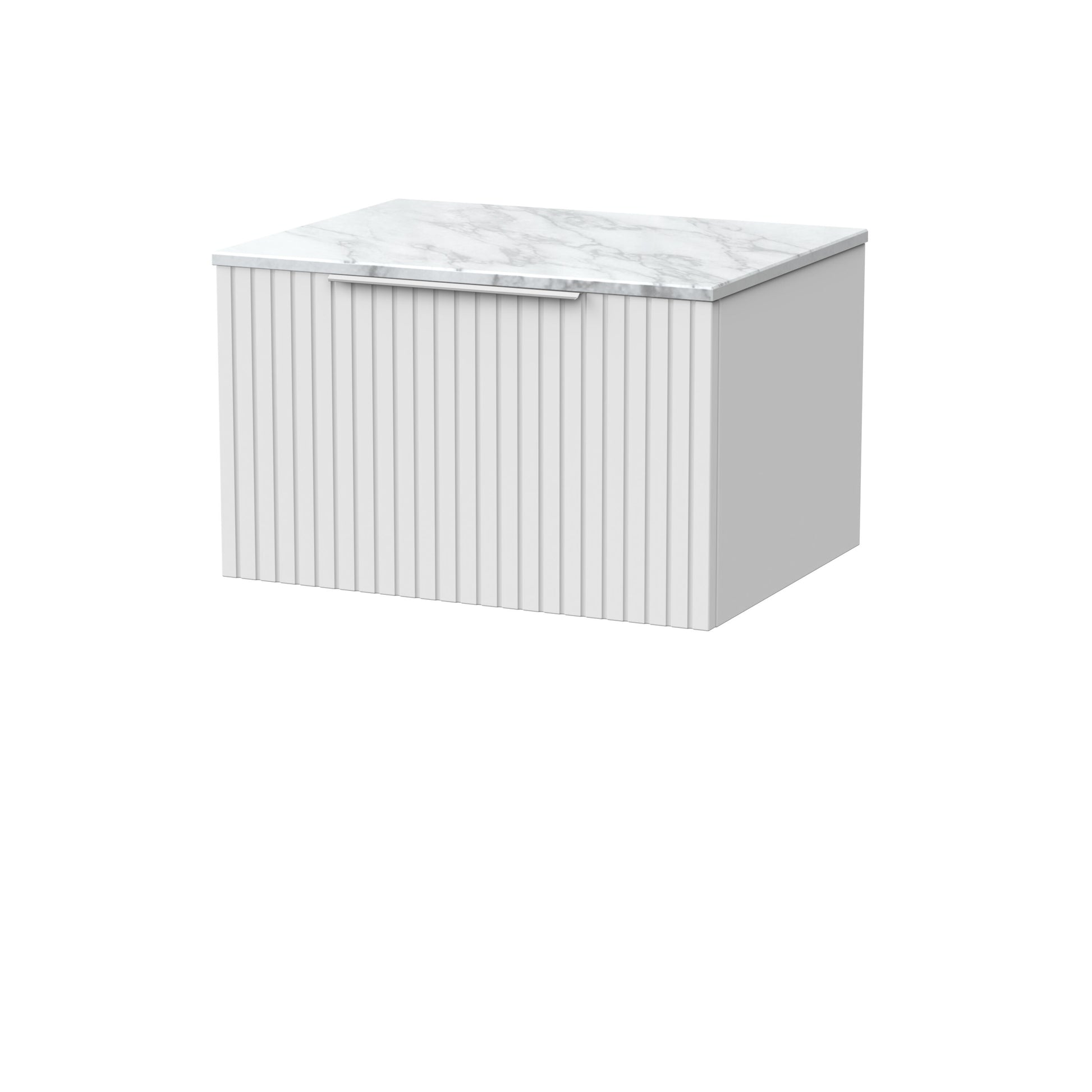 [BFLF122CMT] Callingwood Contemporary Wall Hung 1 Drawer Vanity Unit with Carrera Marble Worktop, Choice of Size and Colour - Cutout