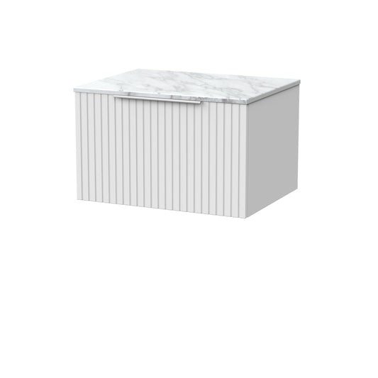 [BFLF122CMT] Callingwood Contemporary Wall Hung 1 Drawer Vanity Unit with Carrera Marble Worktop, Choice of Size and Colour - Cutout