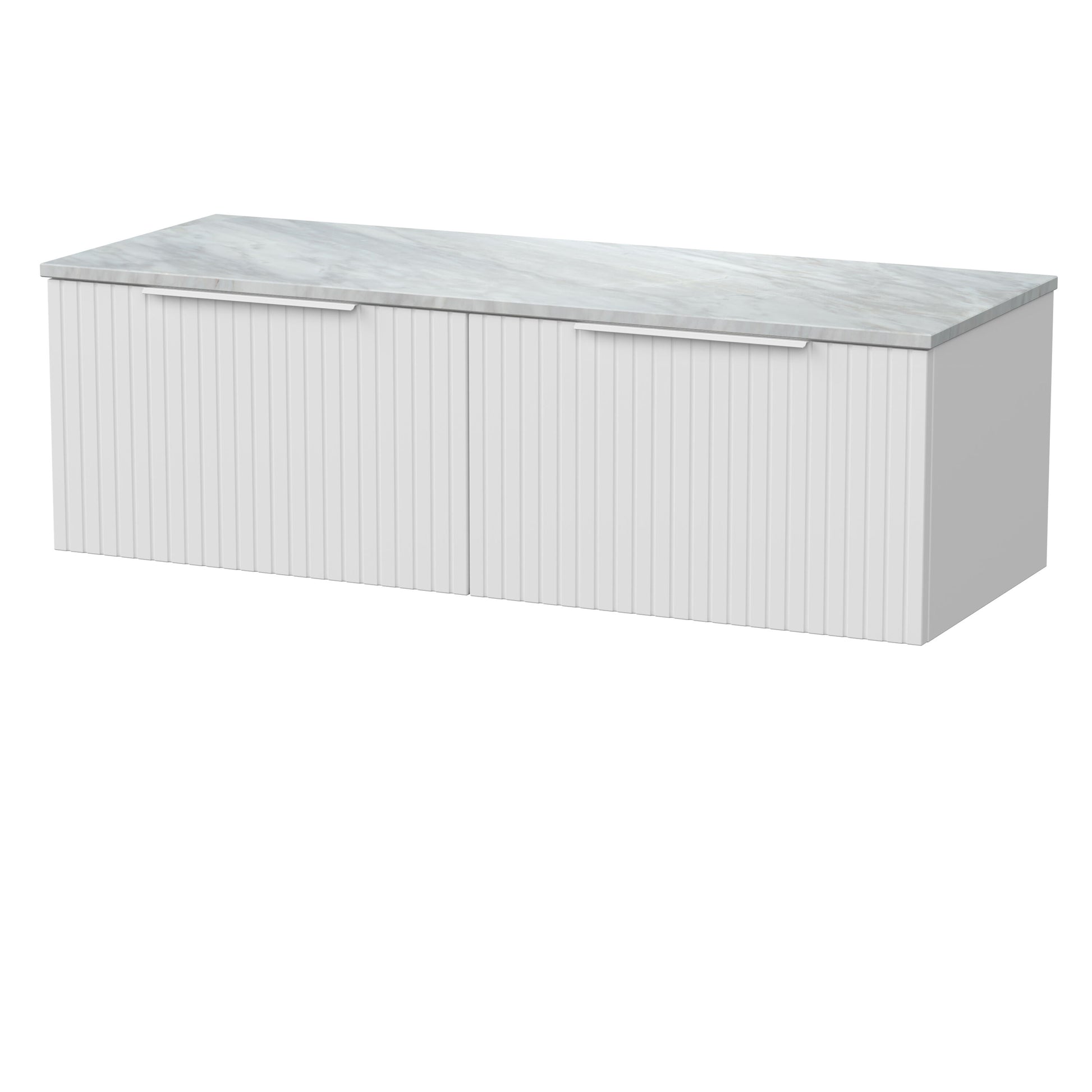 [BFLF122GMT2] Callingwood Contemporary Wall Hung 2 Drawer 1200mm Vanity Unit with Grey Marble Worktop, Choice of Colour - Cutout