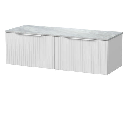 [BFLF122GMT2] Callingwood Contemporary Wall Hung 2 Drawer 1200mm Vanity Unit with Grey Marble Worktop, Choice of Colour - Cutout