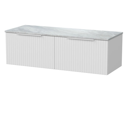 [BFLF122GMT2] Callingwood Contemporary Wall Hung 2 Drawer 1200mm Vanity Unit with Grey Marble Worktop, Choice of Colour - Cutout
