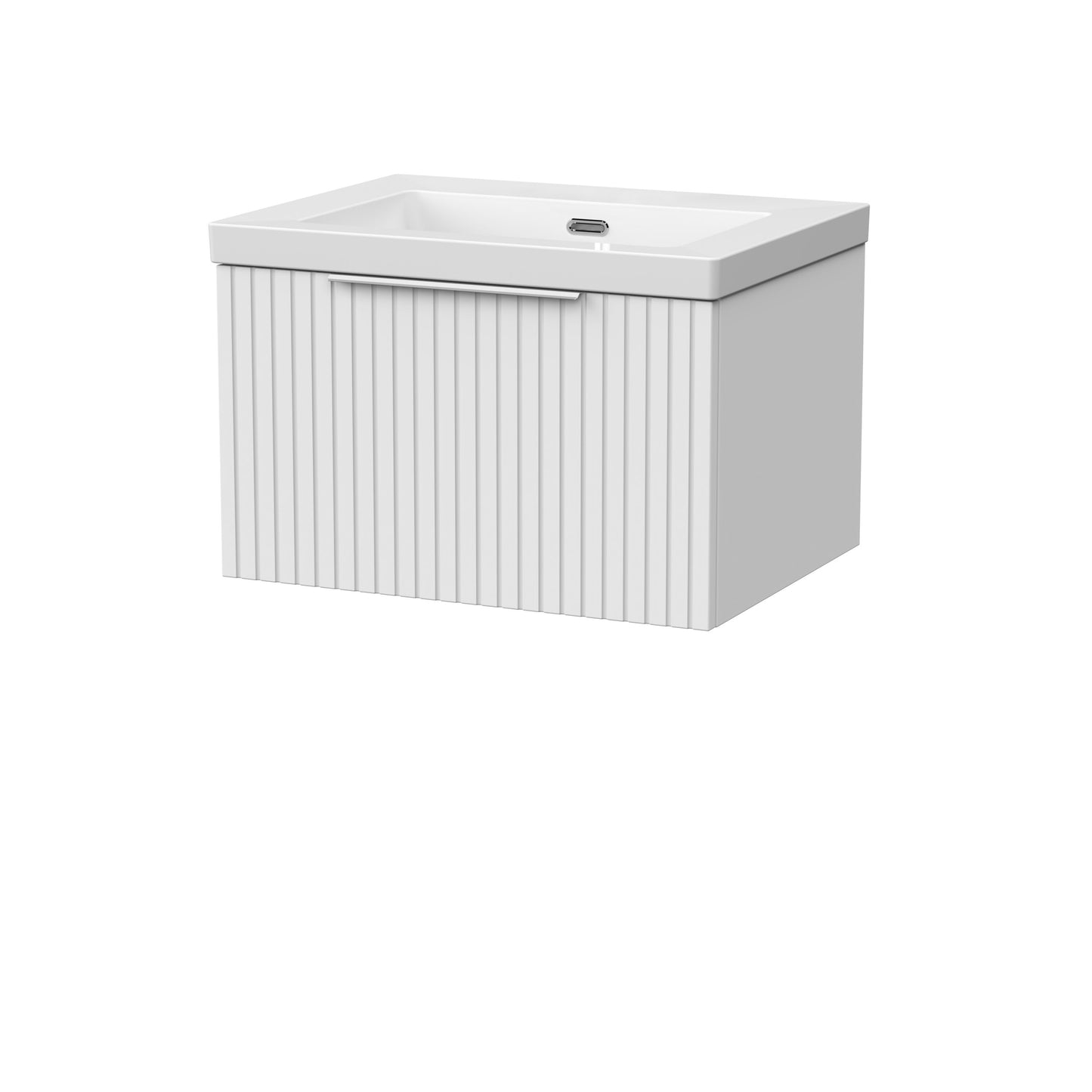 [BFLF122K] Callingwood Contemporary Wall Hung 1 Drawer Vanity Unit with 0 Tap Hole Fireclay Basin, Choice of Size and Colour - Cutout