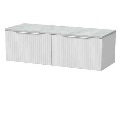 [BFLF122LBG2] Callingwood Contemporary Wall Hung 2 Drawer 1200mm Vanity Unit with Bellato Grey Laminate Worktop, Choice of Colour - Cutout