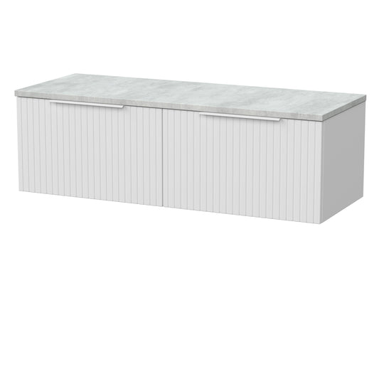 [BFLF122LBG2] Callingwood Contemporary Wall Hung 2 Drawer 1200mm Vanity Unit with Bellato Grey Laminate Worktop, Choice of Colour - Cutout