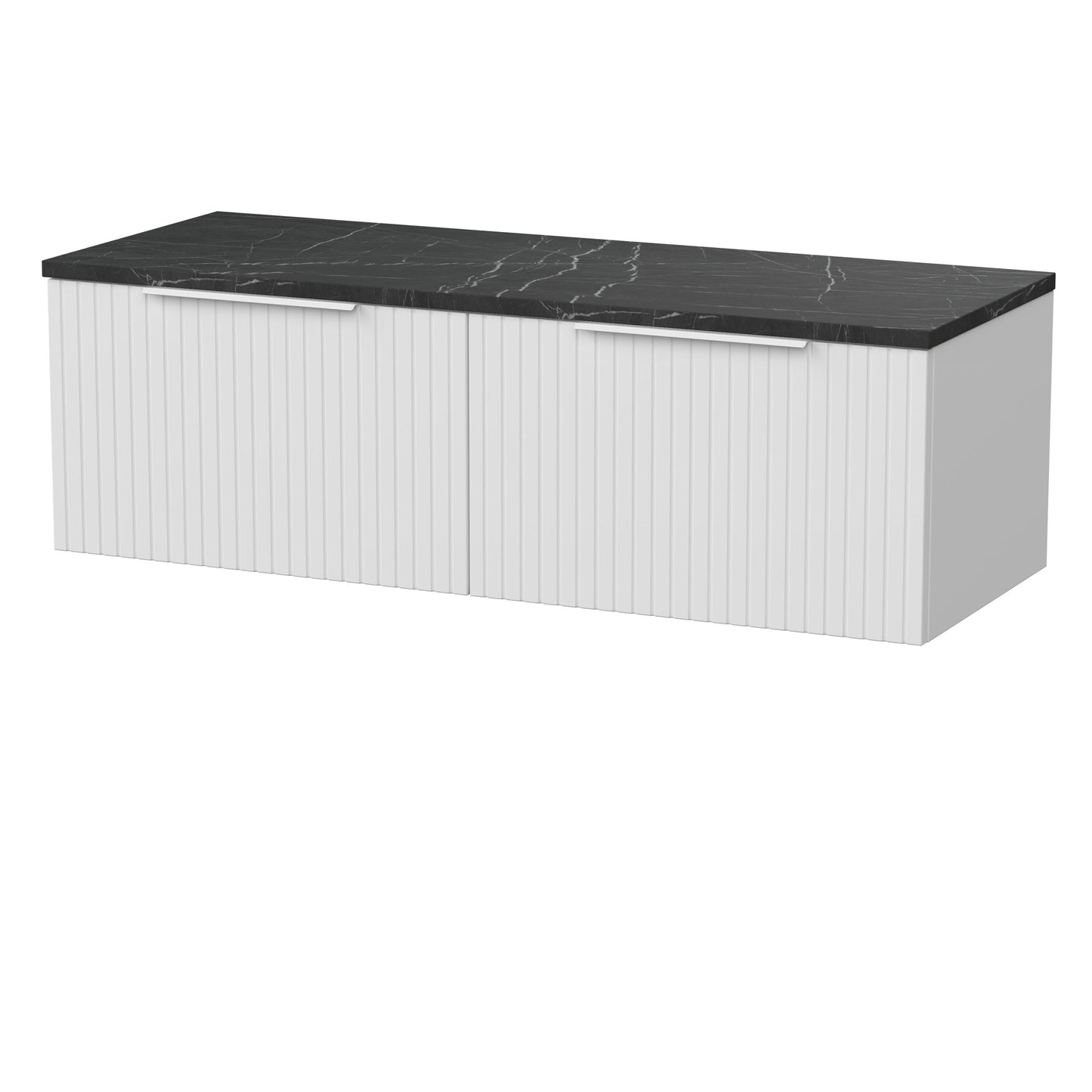 [BFLF122LBP2] Callingwood Contemporary Wall Hung 2 Drawer 1200mm Vanity Unit with Black Pietra Marble Laminate Worktop, Choice of Colour - Cutout