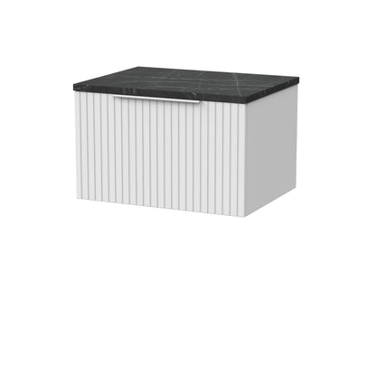 [BFLF122LBP] Callingwood Contemporary Wall Hung 1 Drawer Vanity Unit with Black Pietra Marble Laminate Worktop, Choice of Size and Colour - Cutout