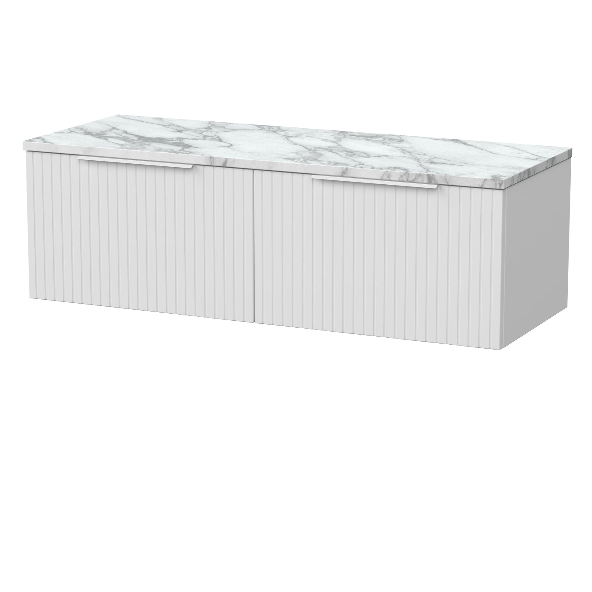[BFLF122LCM2] Callingwood Contemporary Wall Hung 2 Drawer 1200mm Vanity Unit with Carrera Marble Laminate Worktop, Choice of Colour - Cutout