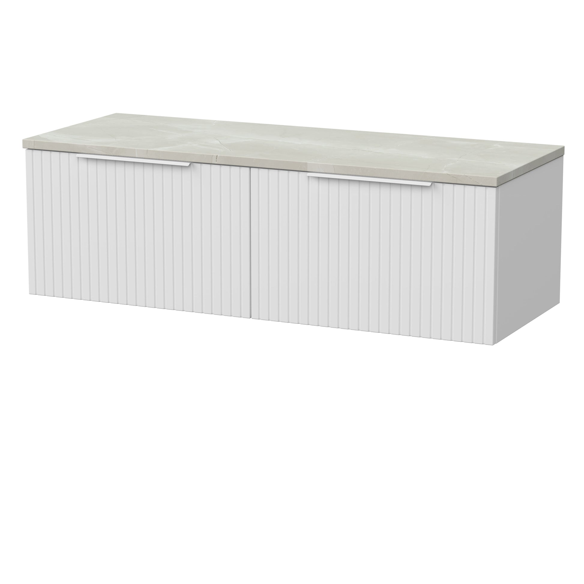 [BFLF122LMP2] Callingwood Contemporary Wall Hung 2 Drawer 1200mm Vanity Unit with Marble Plaster Laminate Worktop, Choice of Colour - Cutout