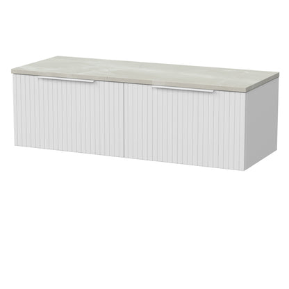 [BFLF122LMP2] Callingwood Contemporary Wall Hung 2 Drawer 1200mm Vanity Unit with Marble Plaster Laminate Worktop, Choice of Colour - Cutout