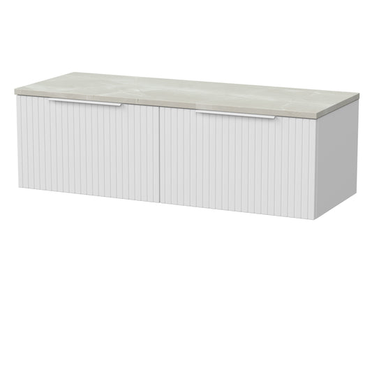 [BFLF122LMP2] Callingwood Contemporary Wall Hung 2 Drawer 1200mm Vanity Unit with Marble Plaster Laminate Worktop, Choice of Colour - Cutout