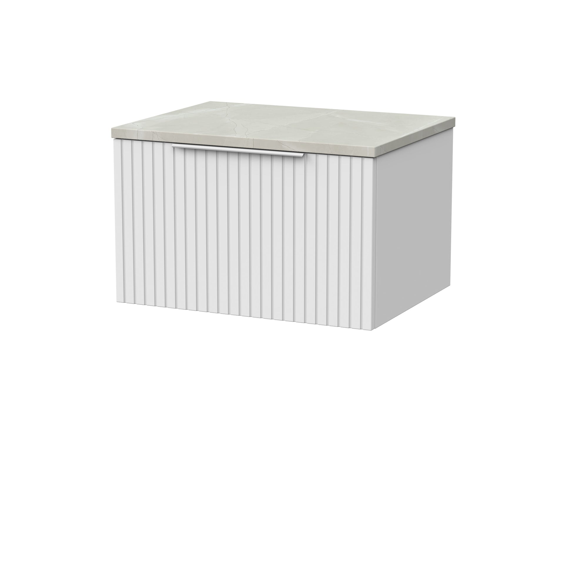 [BFLF122LMP] Callingwood Contemporary Wall Hung 1 Drawer Vanity Unit with Marble Plaster Laminate Worktop, Choice of Size and Colour - Cutout