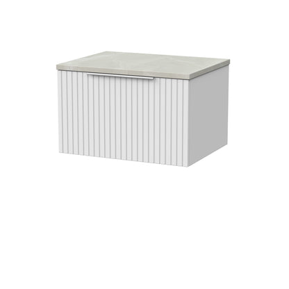 [BFLF122LMP] Callingwood Contemporary Wall Hung 1 Drawer Vanity Unit with Marble Plaster Laminate Worktop, Choice of Size and Colour - Cutout